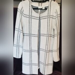 Adrienne Vittadini Light Gray Checkered Blazer